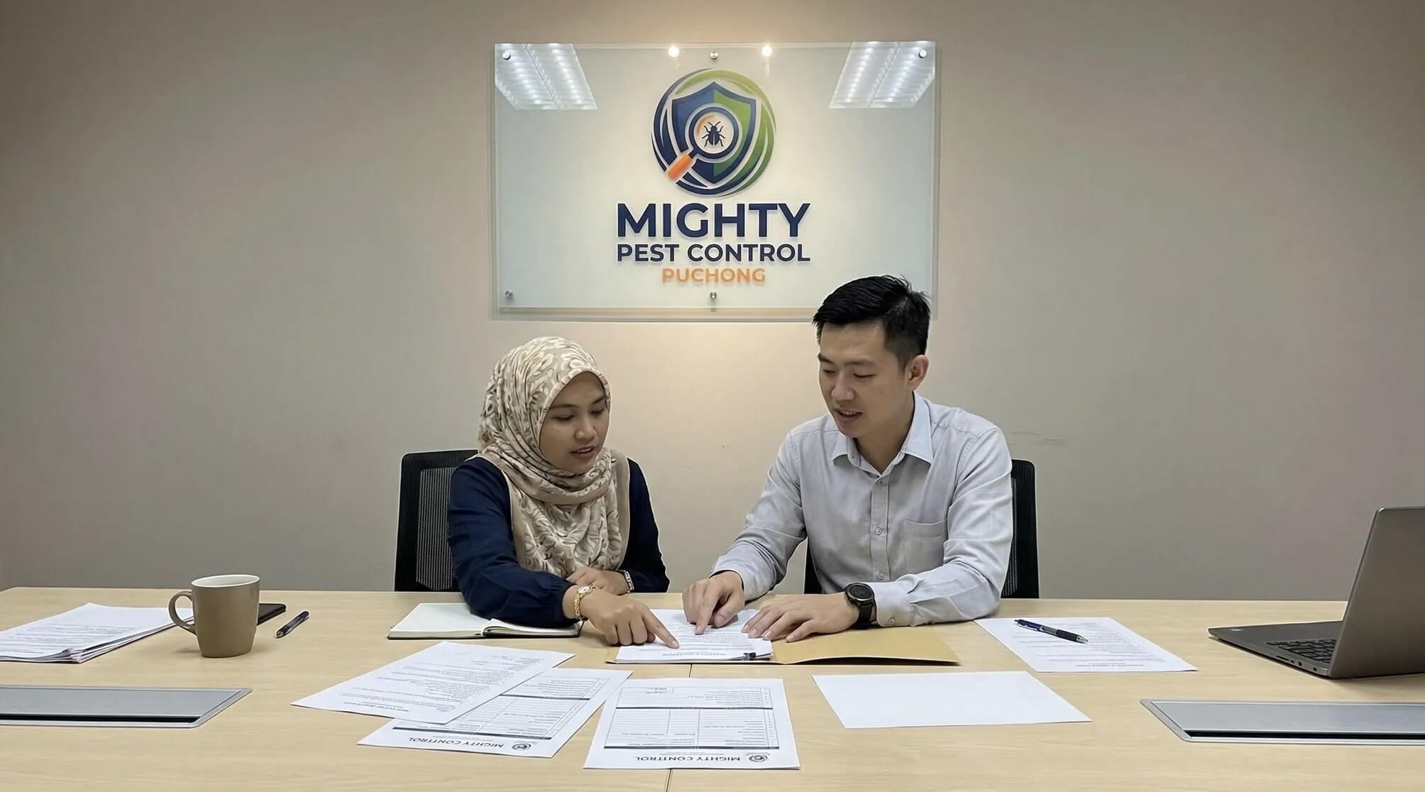 Mighty Pest Control Puchong team meeting